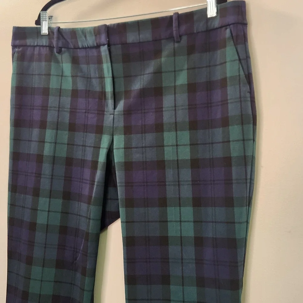 Jcrew Rugby Full Length Blue &Green Plaid Pants Size 20 Preppy Holiday Corpcore